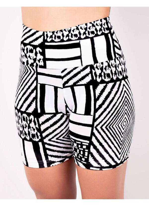 Fitmoda - Bermuda Fitness Feminina Estampada com Cintura Alta Estampado