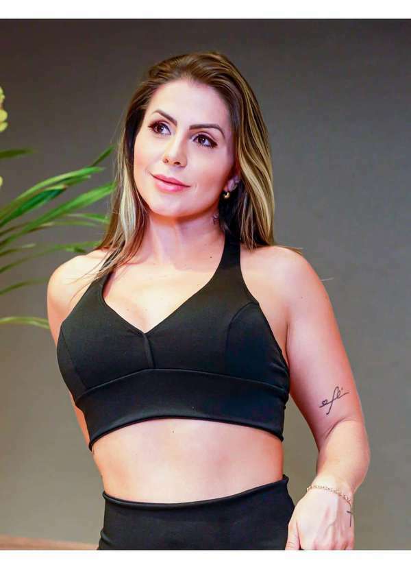 Fitmoda - Cropped Feminino em Crepe com Bojo Removivel Preto