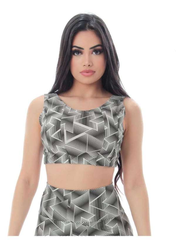 Fitmoda - Cropped Fitness Estampado sem Bojo Feminino Estampado