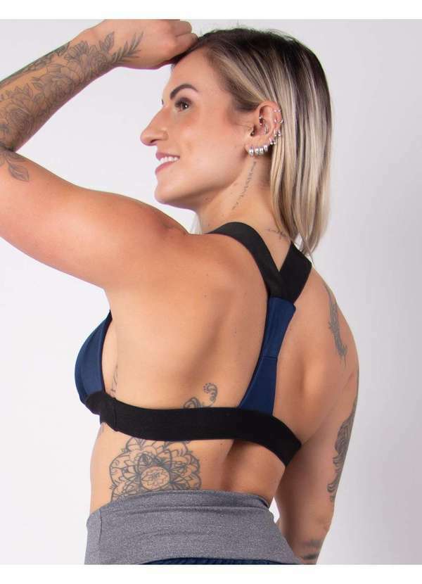 Fitmoda - Top Basico Fitness com Bojo em Dry Fit Azul 3