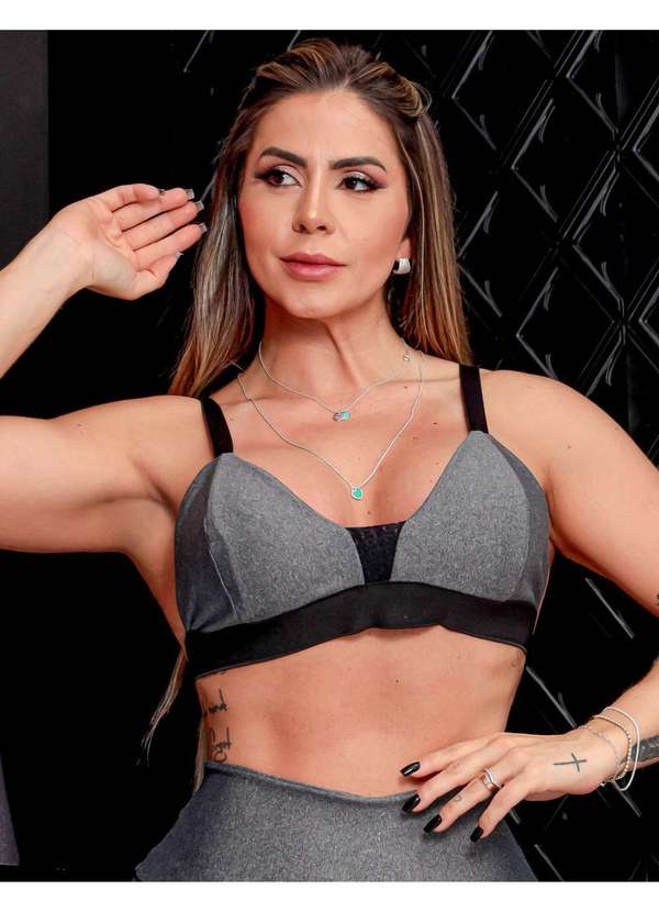 Fitmoda - Top Feminino com Alcas Regulaveis e Bojo Removivel Preto
