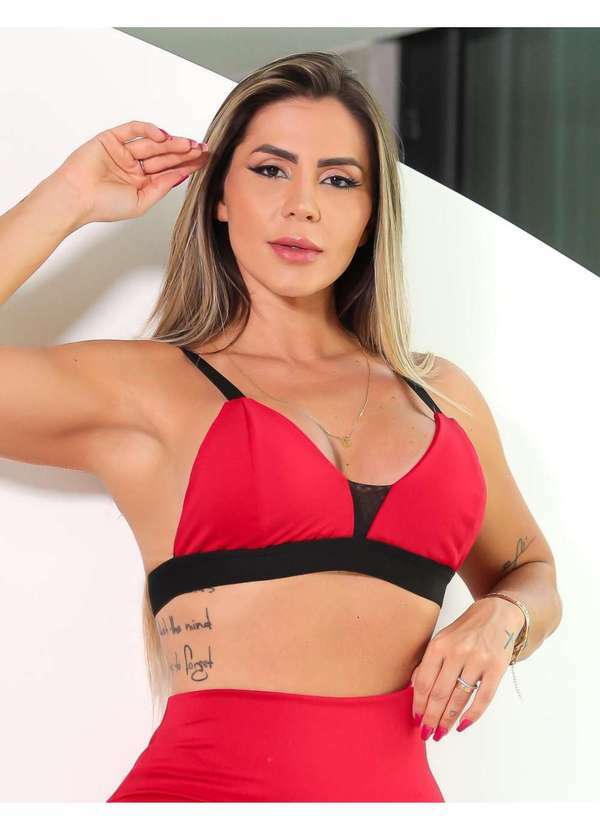 Fitmoda - Top Fitness com Bojo Removivel e Alcinhas Regulaveis Vermelho