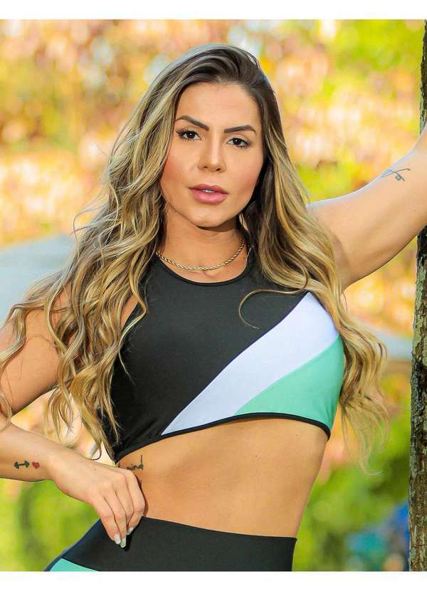 Fitmoda - Top Nadador Feminino sem Bojo Moda Fitness Preto