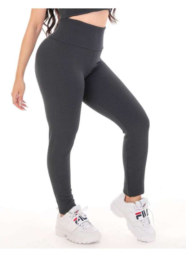 Calca Legging Fitness Texturizada Feminina Preto - FitModa