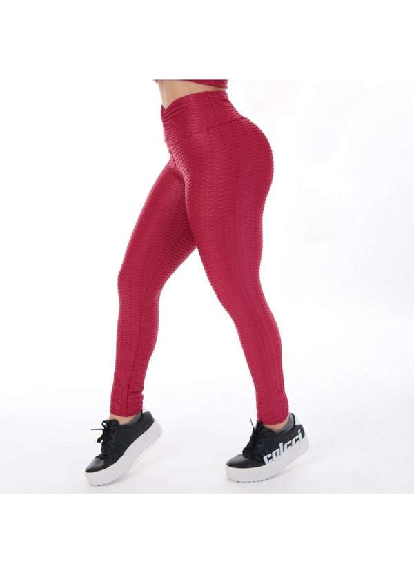 Fitmoda Calca Legging Texturizada 3d Empina Bumbum em Cirre Vermelho