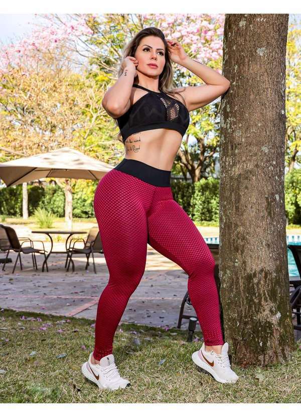 Fitmoda - Conjunto Fitness com Calca Legging e Cropped Fintess sem Bojo Rosa