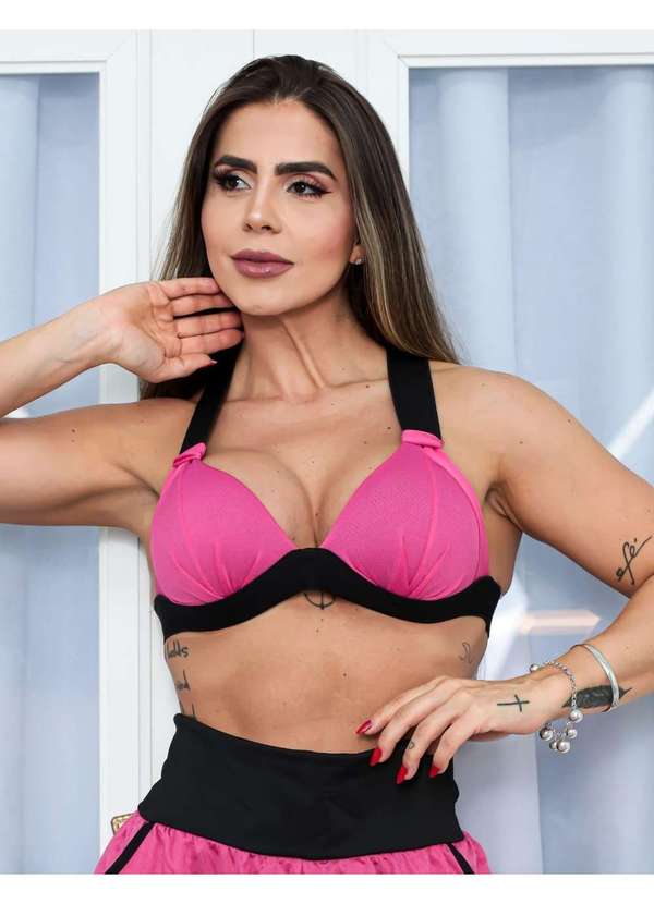 Fitmoda - Conjunto Fitness Top com Bojo e Short com Bolsos Laterais Multicores 4