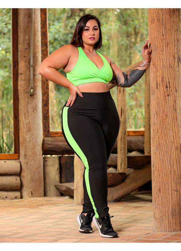 Fitmoda - Conjunto Plus Size com Calca e Cropped para Academia Multicores