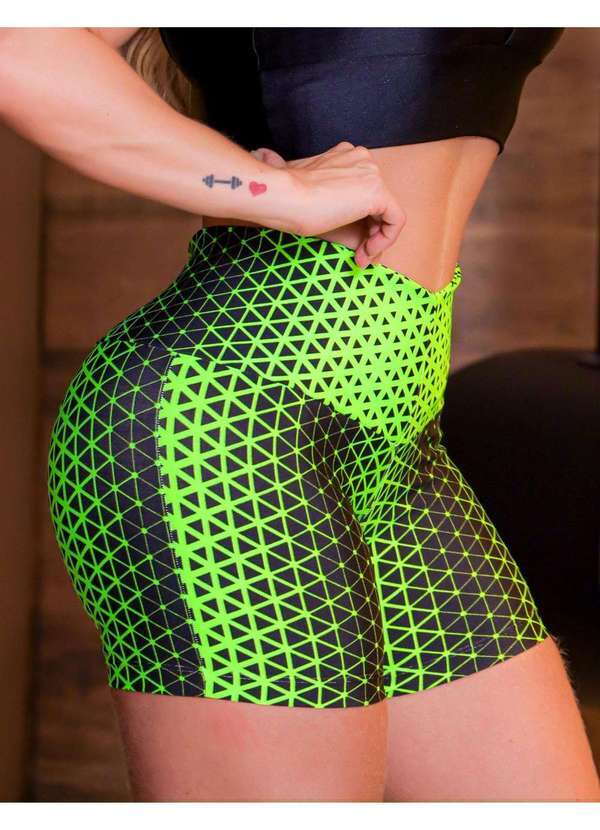 Fitmoda - Short Academia Feminino Estampado Cintura Alta Estampado