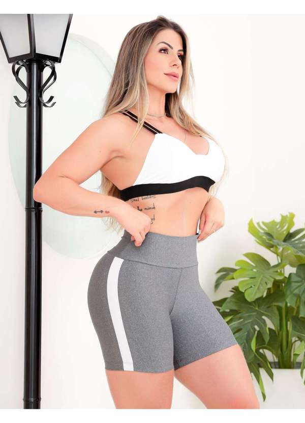 Fitmoda - Short Feminino para Academia com Detalhe nas Laterais Branco 4