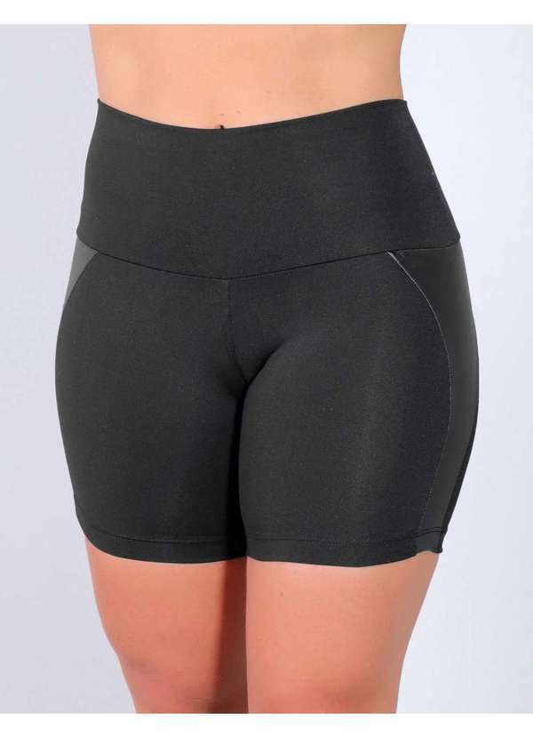 Fitmoda - Short Fitness com Recortes Laterais de Cirre Preto