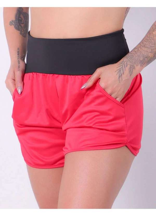 Fitmoda - Short Fitness Dry com Bolsos Laterais Vermelho