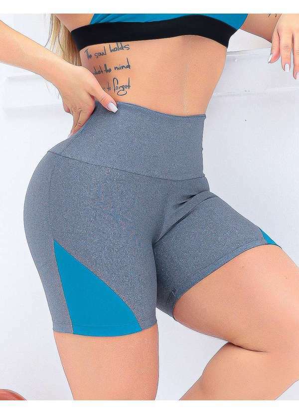 Fitmoda - Short Fitness Feminino com Recortes Laterais para Academia Cinza