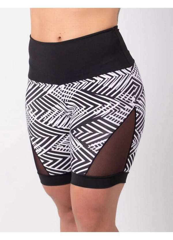 Fitmoda - Shortinho Fitness Estampado com Tela nas Laterais Estampado