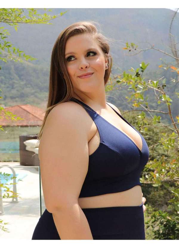 Fitmoda - Top Plus Size para Academia sem Bojo Azul 2