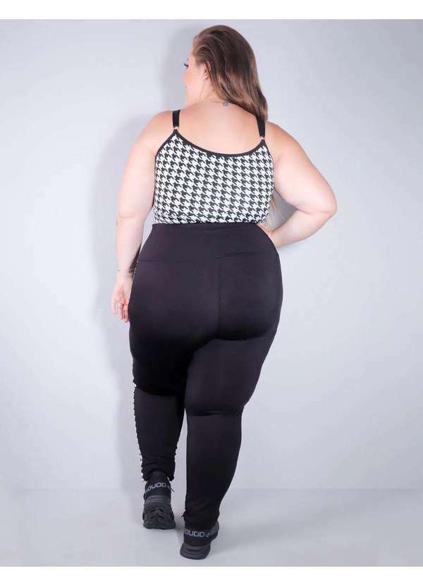 Fitmoda - Conjunto Plus Size Fitness com Legging e Cropped em Jacquard Estampado