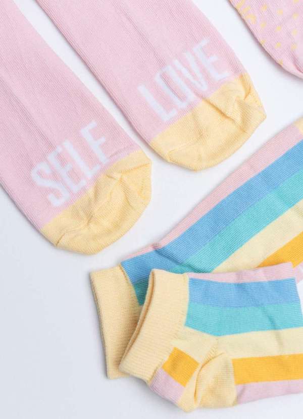 Gang - Kit Meias Estampada Candy Rosa Gang Feminino Rosa