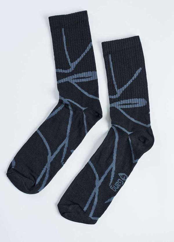 Gang - Meia Rabiscos Gang Masculina Preto