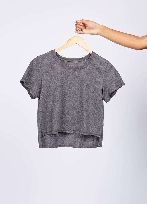 Gang - Blusa Basica Cropped Chumbo Gang Feminina Cinza 5