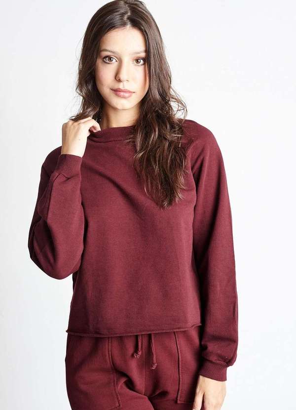 Gang - Blusa Raglan Moletom Vinho Gang Feminina Roxo 1