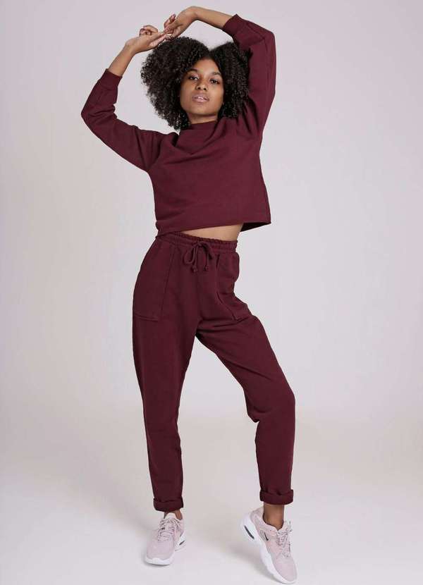 Gang - Blusa Raglan Moletom Vinho Gang Feminina Roxo 7