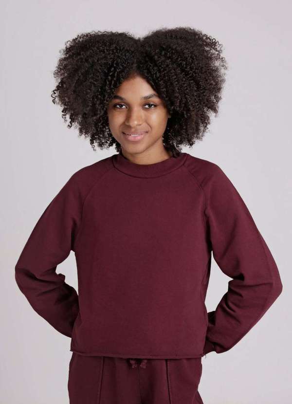 Gang - Blusa Raglan Moletom Vinho Gang Feminina Roxo 9