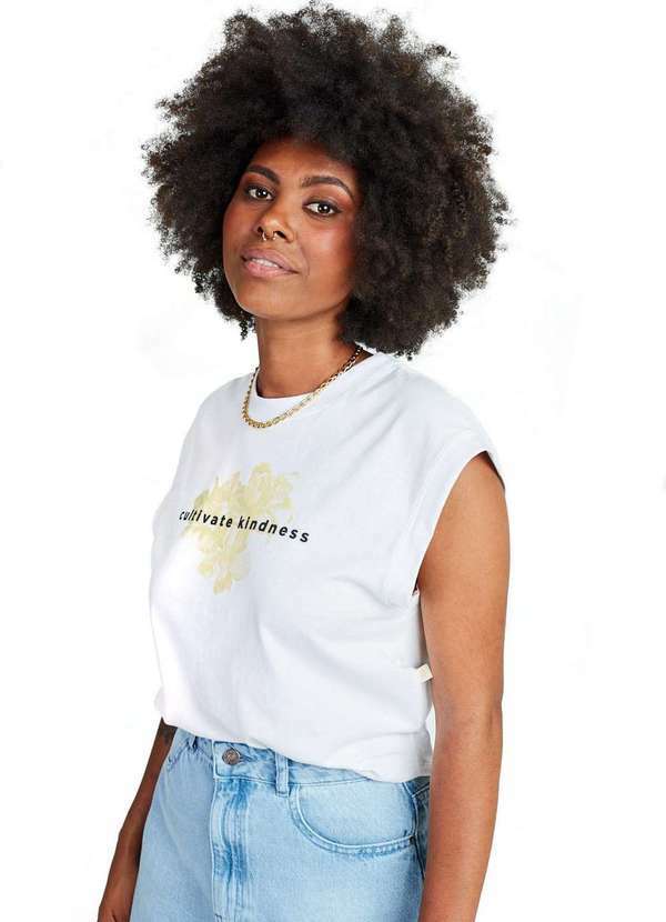 Gang - Blusa Regata Mulet com Silk Branca Gang Feminina Nude