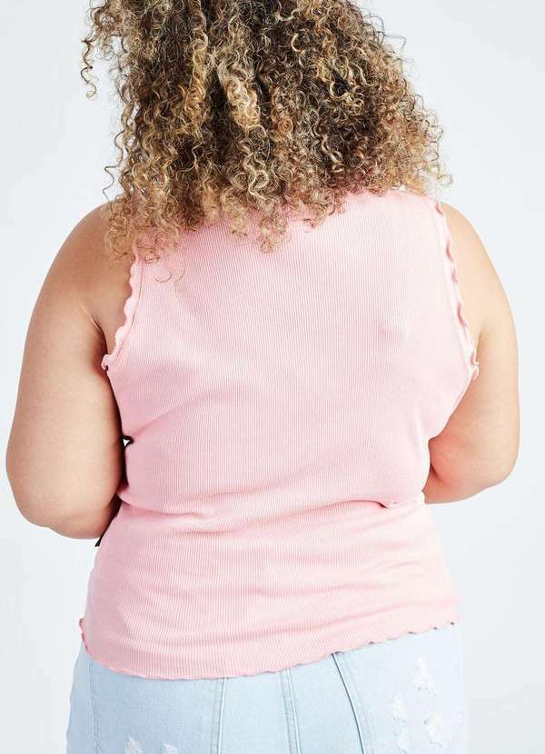 Gang - Blusa Regata Picot Rosa Gang Plus Size Feminina Rosa 3