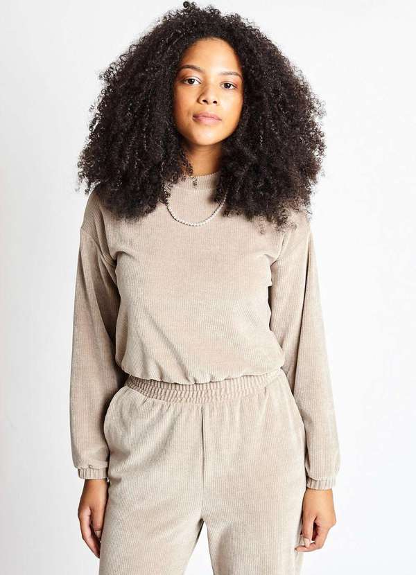 Gang - Blusa Veludo Natural Gang Feminina Bege