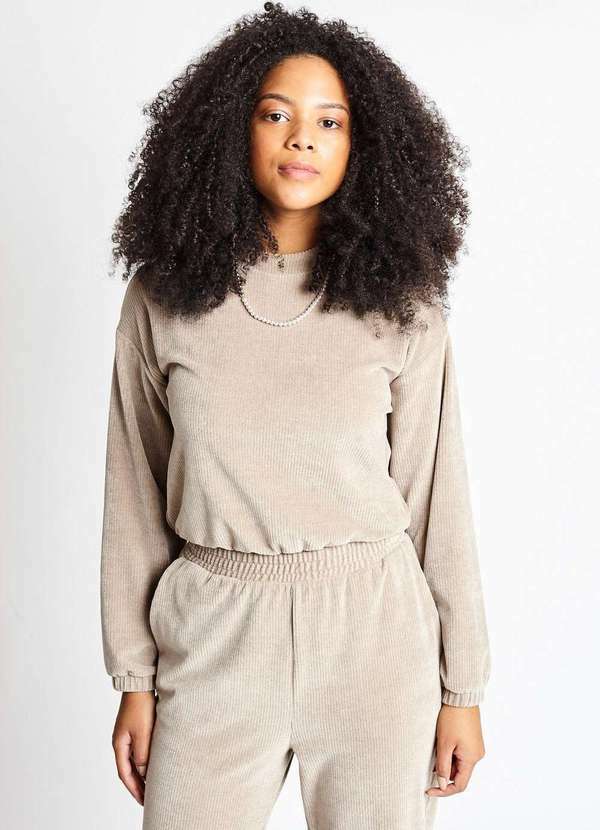 Gang - Blusa Veludo Natural Gang Feminina Bege