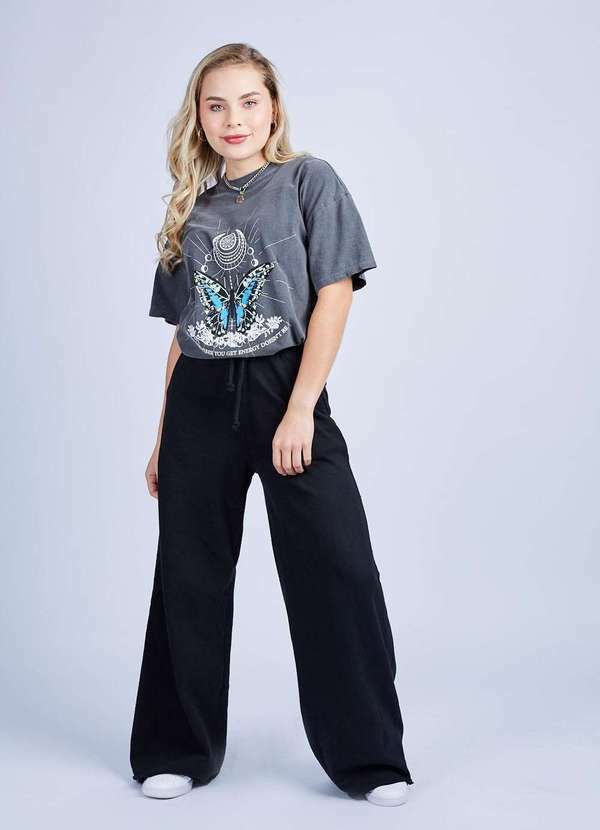 Gang - T-Shirt Oversized Cinza Lavada Gang Feminina Pp