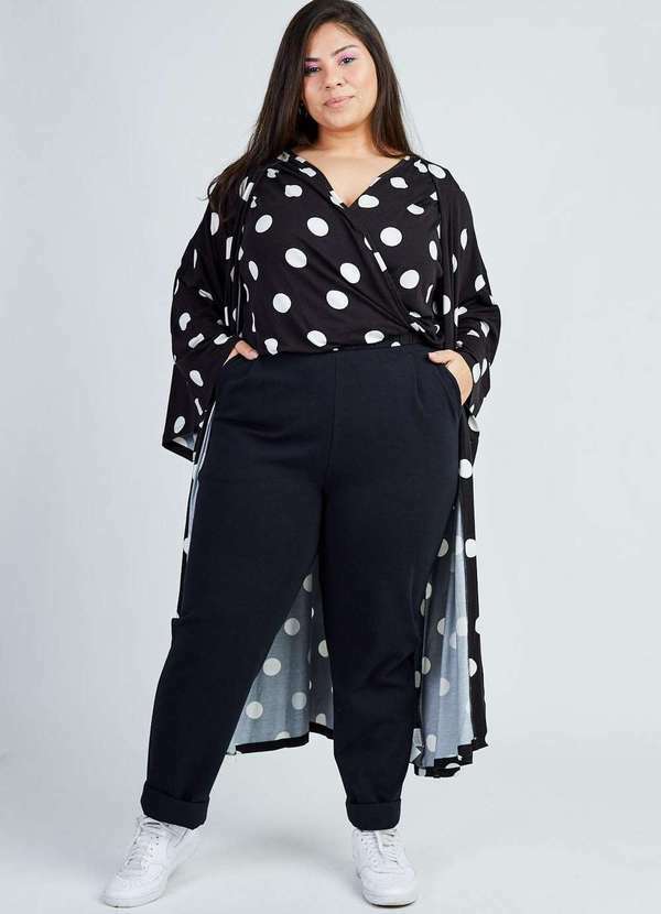 Gang - Calca Alfaiataria Preta Gang Plus Size Feminina Preto