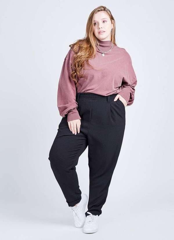 Gang Calca Crepe Preta Gang Plus Size Feminina Preto