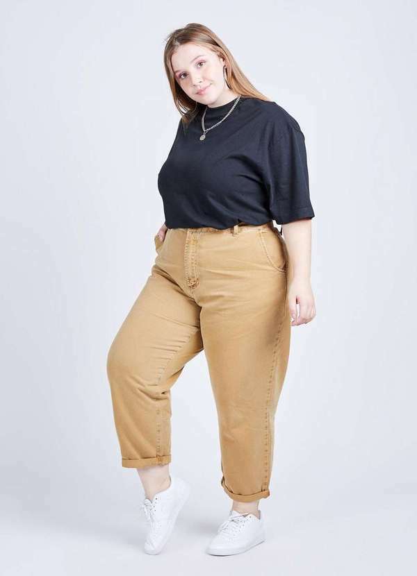 Gang - Calca de Sarja Caqui Gang Plus Size Feminina Bege
