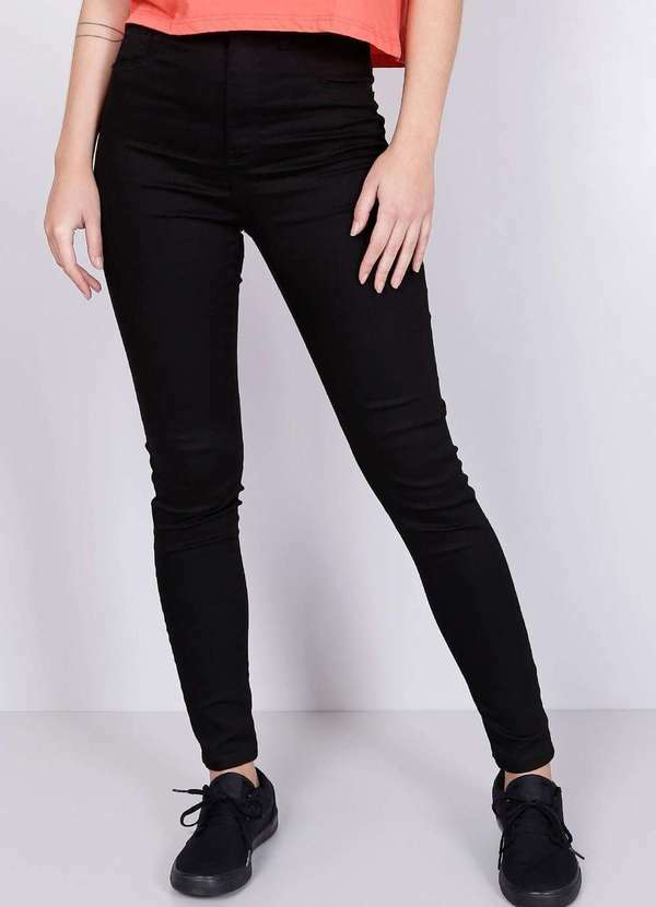 Gang - Calca Jeans Super Power Cintura Alta Skinny Preta Preto