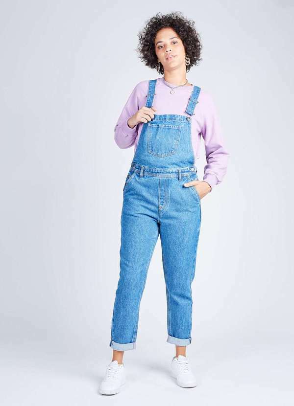 Gang - Macacao Jeans Longo Blue Escuro Gang Feminino Azul