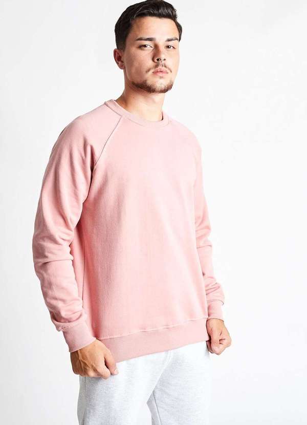 Gang - Moletom Careca Raglan Basico Rosa Antigo Gang Rosa