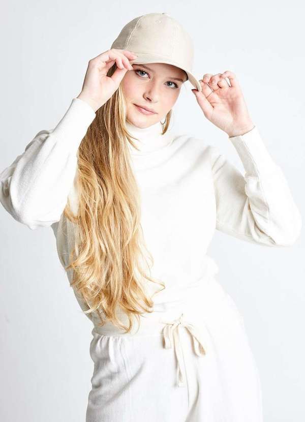 Gang - Blusao Moletom Avesso Gola Alta Off White Gang Feminino Nude
