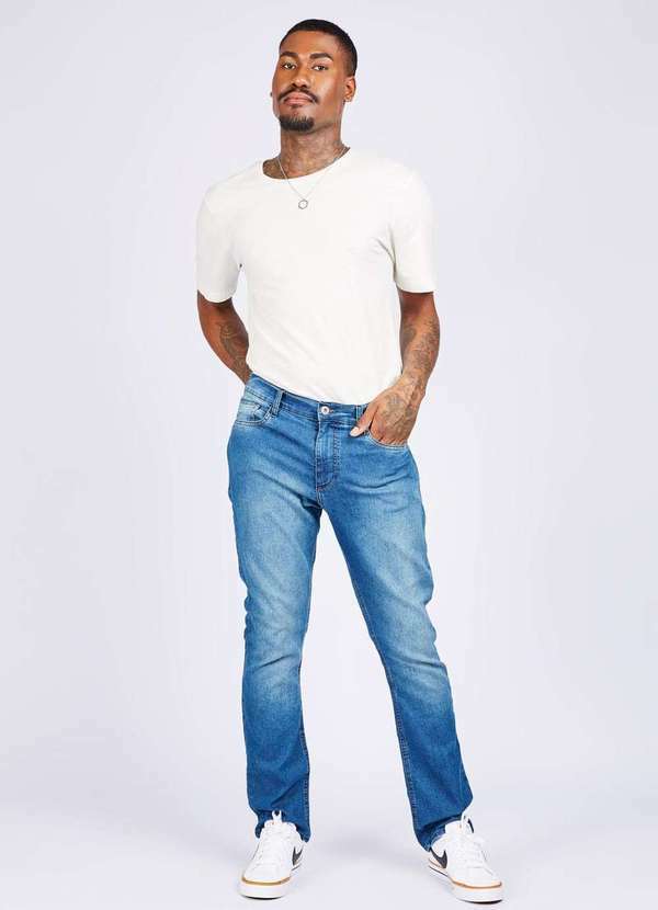 Gang - Calca Jeans Slim Blue Medio Used Gang Masculino Multicores