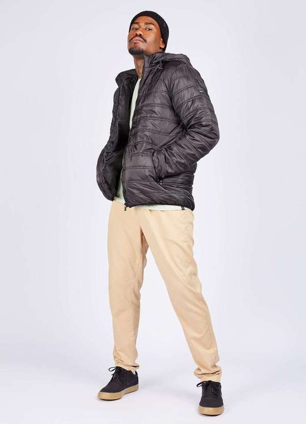Gang - Jaqueta Puffer Alongada Preta Gang Masculina Preto