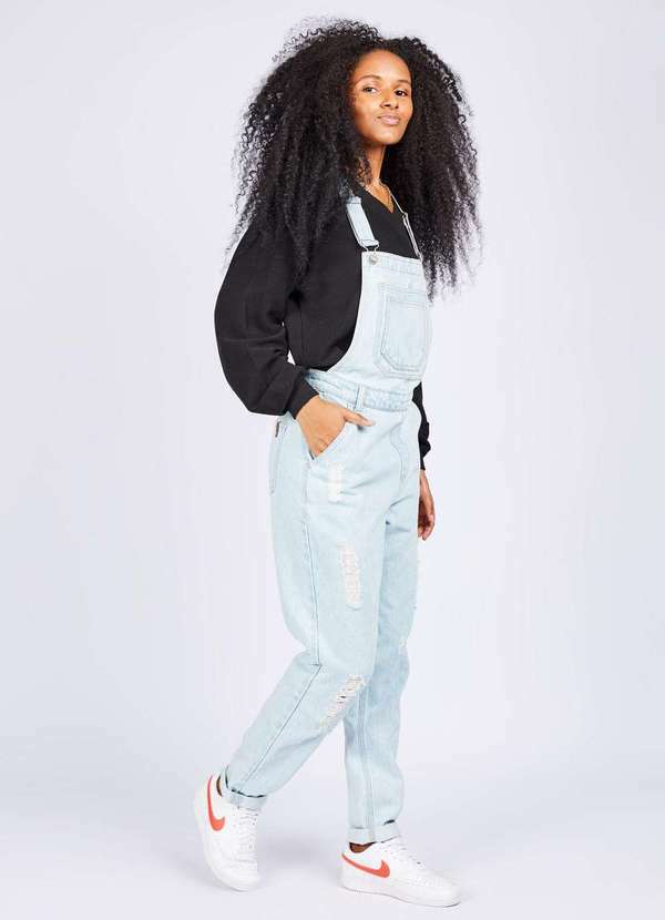 Gang - Macacao Jeans Longo Delave Gang Feminino Azul