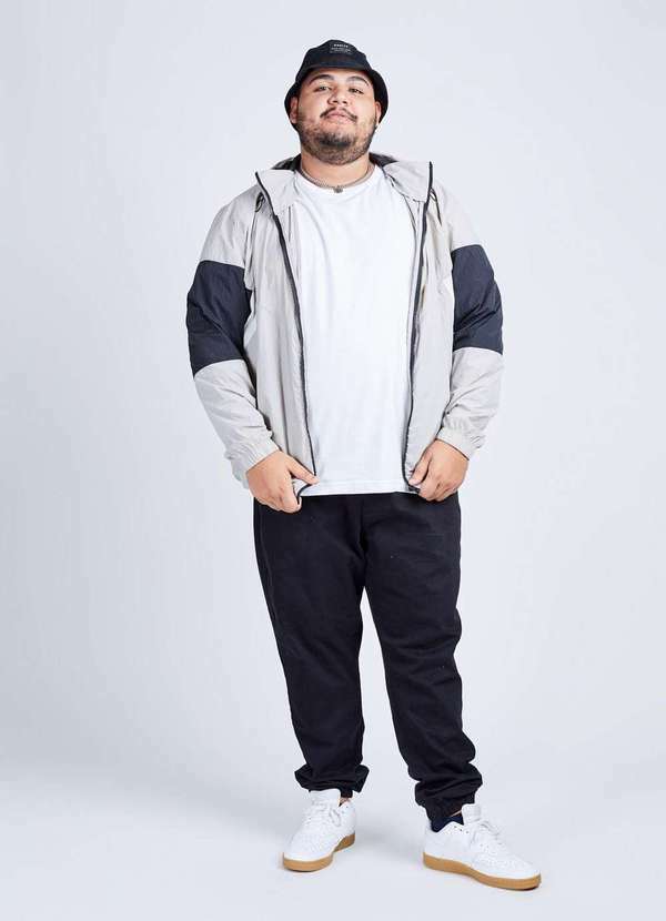 Gang - Jaqueta Corta Vento Off White Plus Size Masculina Multicores