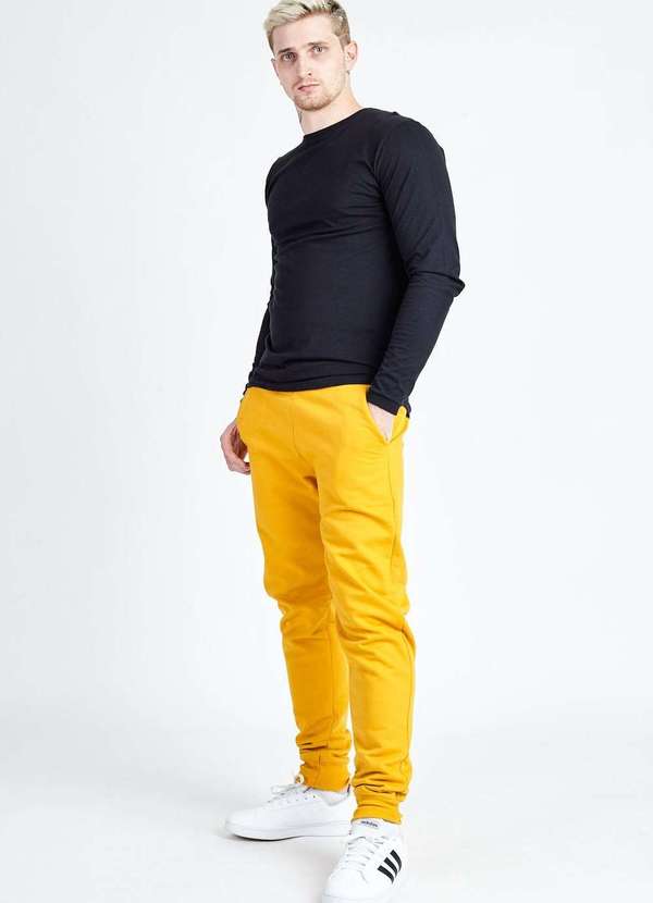 Calça Moletom Amarelo Moletom Mostarda Feminino CALÇA MOLETOM