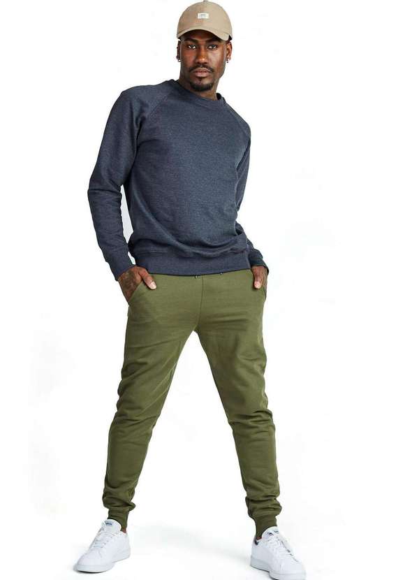 Calca Moletom Basico com Punho Verde Oliva Gang Masculino Verde Gang