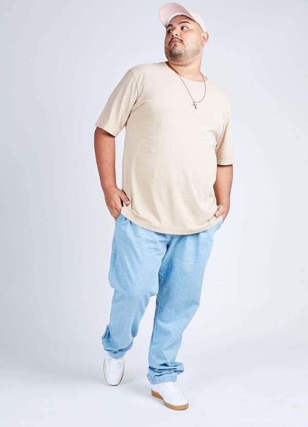 Gang - Camiseta Basica Caqui Gang Plus Size Bege