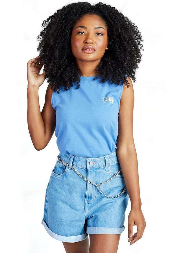 Gang - Blusa Regata Fases da Lua Gang Feminina Azul