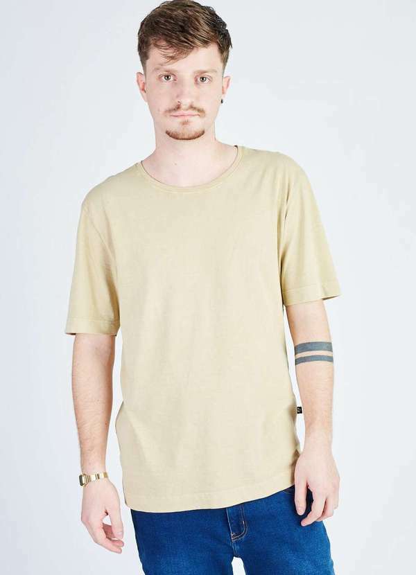 Gang - Camiseta Basica Caqui Gang Masculina Bege