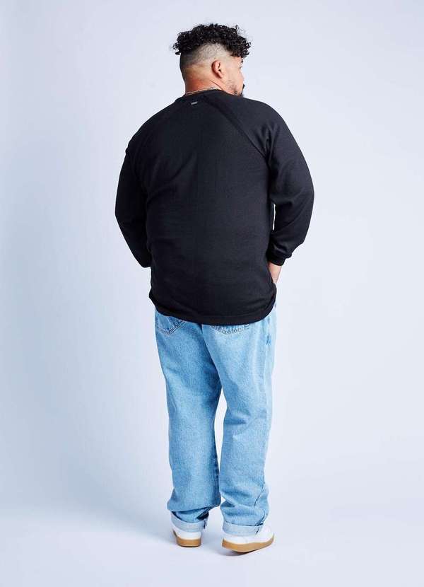 Gang - Blusao Raglan Preto Gang Plus Size Masculino Preto 2