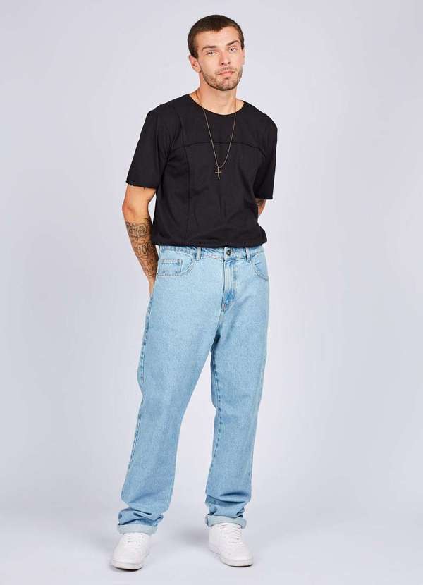 Calca Jeans Semi Bag Marmorizada Gang Masculina Azul Gang