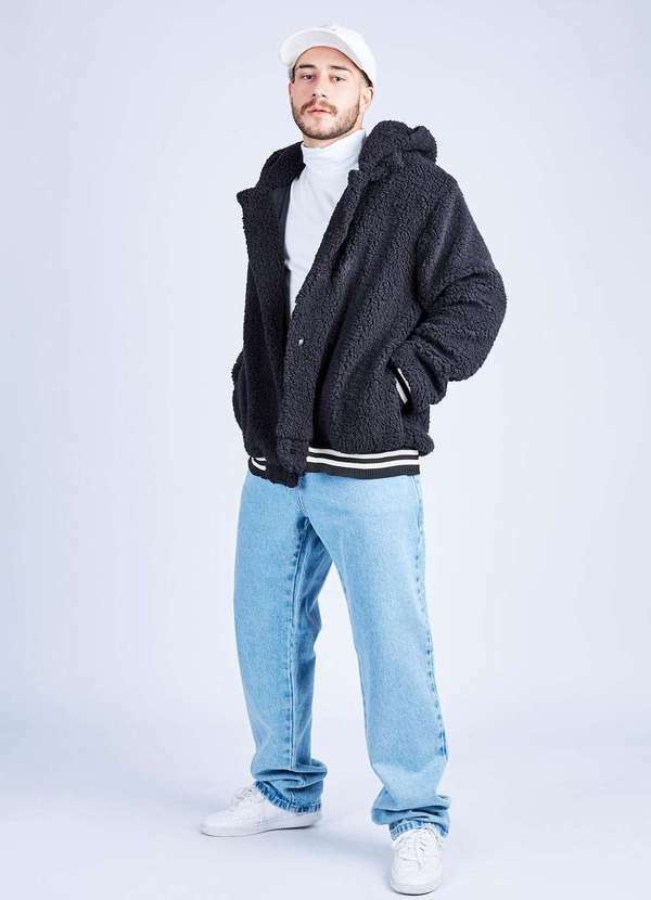 Gang - Casaco de Pelego Preto Gang Masculino Preto